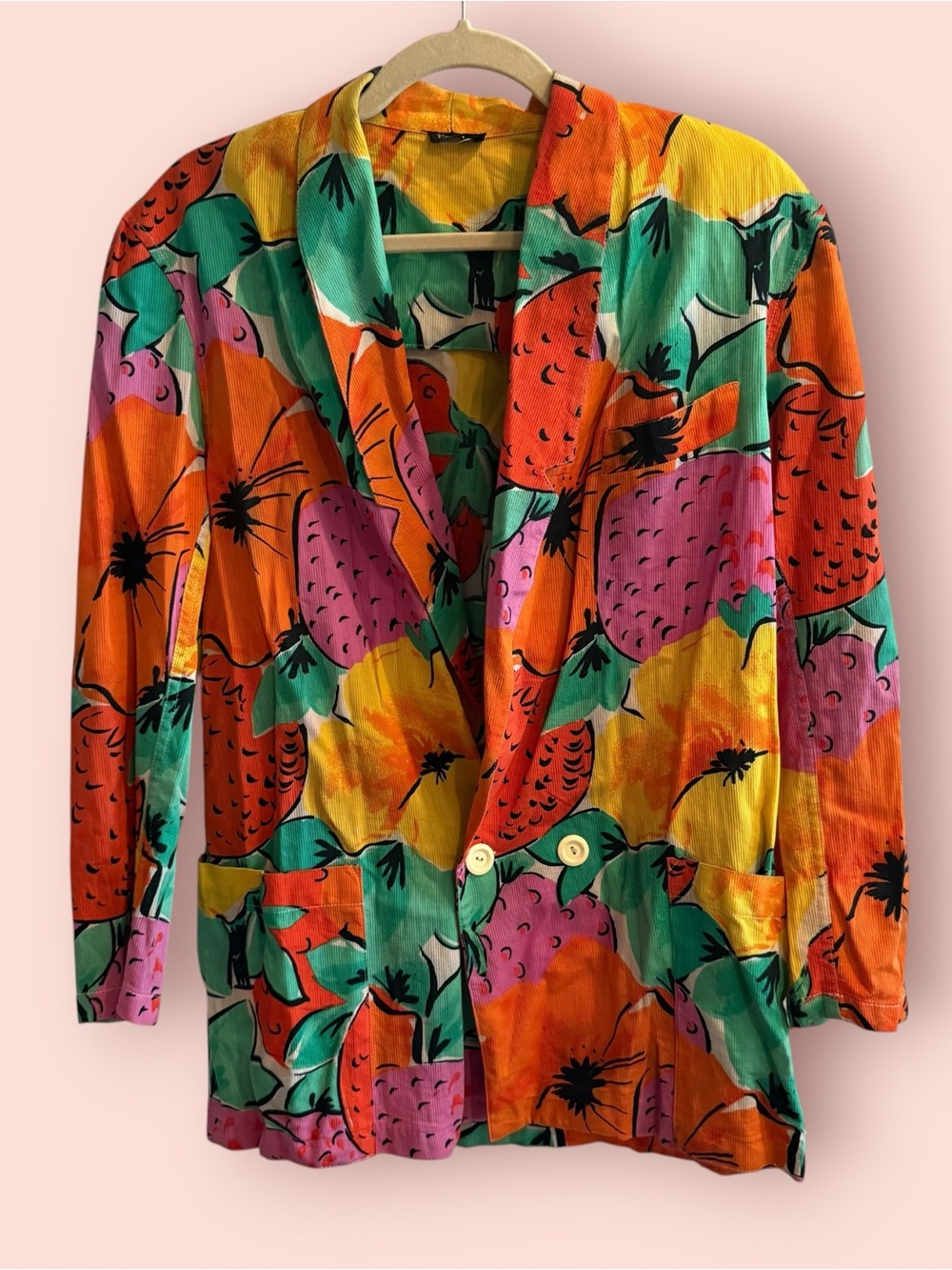 Vintage Premier Made in Italy Fruit Print Blazer Jacket